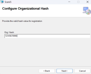 Step 3 - Org hash prompt